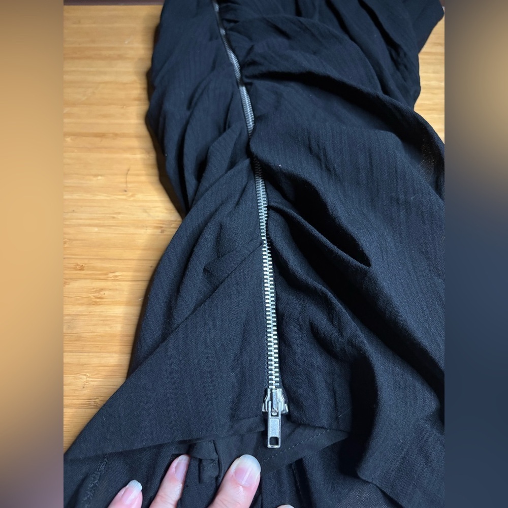 GUC Band Of Outsiders- Black Wool Ruched Tuxedo Midi Dress. Size 0 - Picture 8 of 11